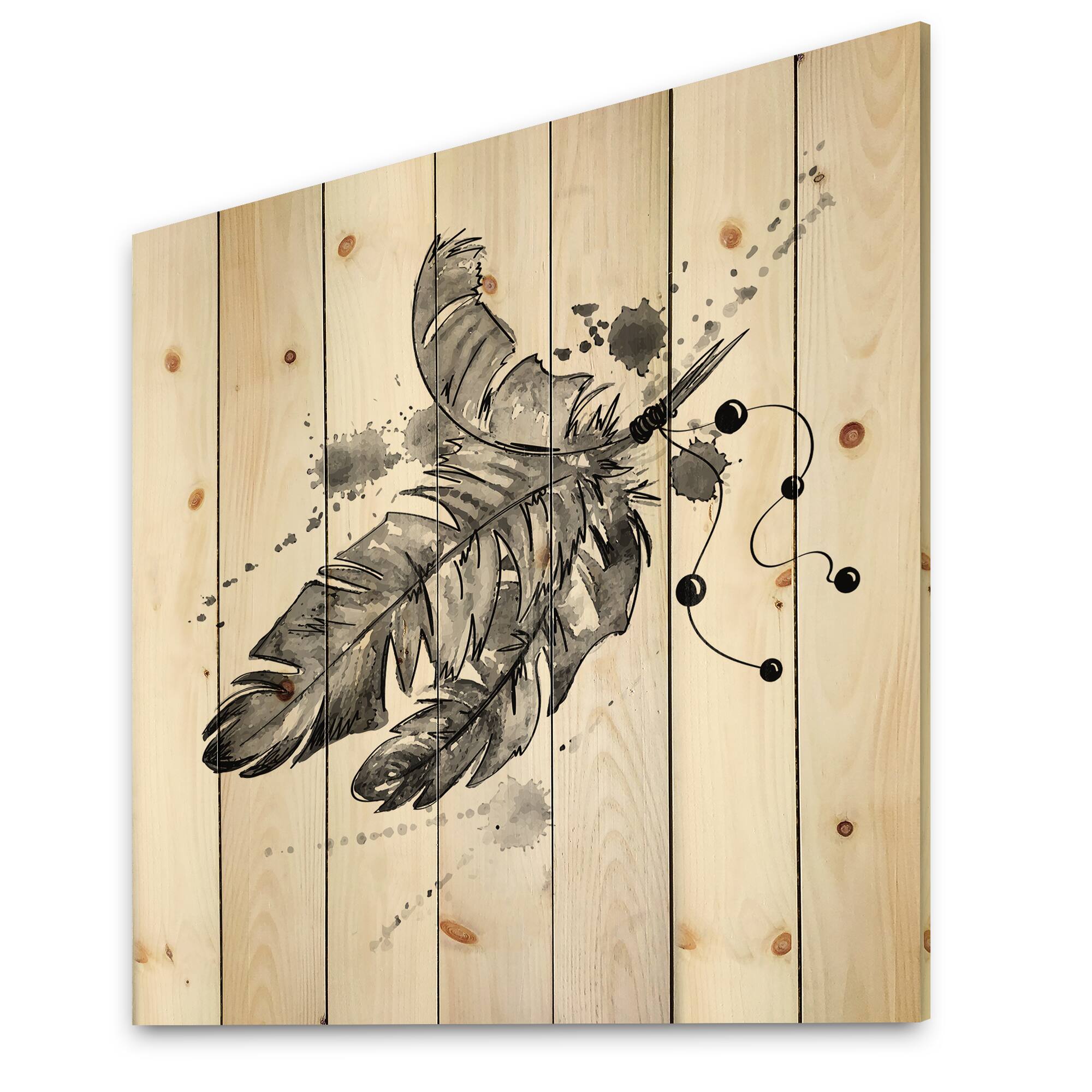 Designart - Black Bird Feathers Impression